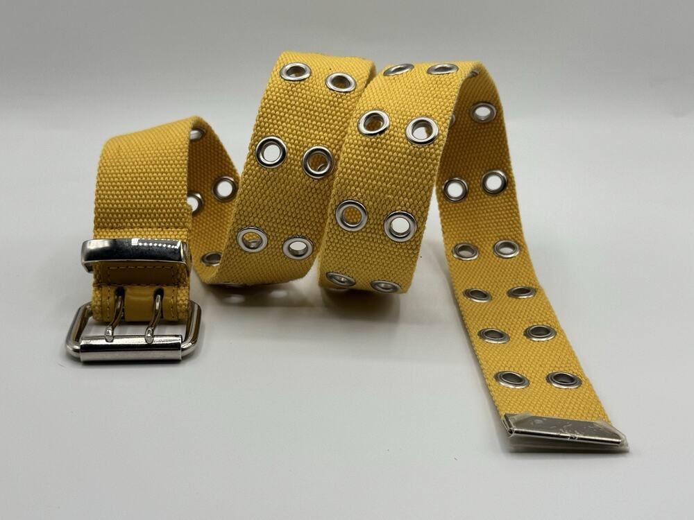 Yellow Wide Cotton Grommet Belt Women's One Size Y2K